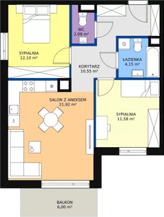 3 pokoje, mieszkanie 62,39 m², piętro 2, oferta nr M.B31, 3 Wymiary Bronowice, Kraków, Prądnik Biały, Bronowice Wielkie, ul. Stelmachów