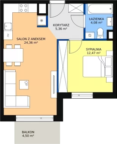 2 pokoje, mieszkanie 46,27 m², piętro 2, oferta nr M.B32, 3 Wymiary Bronowice, Kraków, Prądnik Biały, Bronowice Wielkie, ul. Stelmachów
