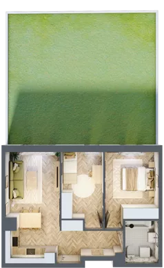 3 pokoje, mieszkanie 52,91 m², parter, oferta nr M.C04, 3 Wymiary Bronowice, Kraków, Prądnik Biały, Bronowice Wielkie, ul. Stelmachów