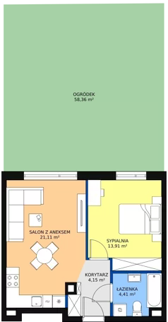 2 pokoje, mieszkanie 43,58 m², parter, oferta nr M.C07, 3 Wymiary Bronowice, Kraków, Prądnik Biały, Bronowice Wielkie, ul. Stelmachów