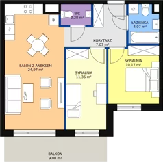 3 pokoje, mieszkanie 59,88 m², piętro 1, oferta nr M.C11, 3 Wymiary Bronowice, Kraków, Prądnik Biały, Bronowice Wielkie, ul. Stelmachów