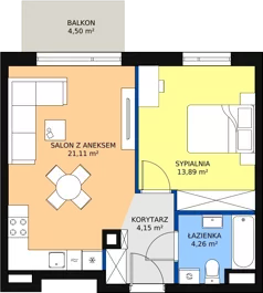 2 pokoje, mieszkanie 43,41 m², piętro 1, oferta nr M.C15, 3 Wymiary Bronowice, Kraków, Prądnik Biały, Bronowice Wielkie, ul. Stelmachów