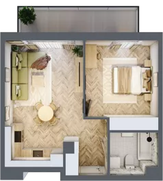 2 pokoje, mieszkanie 43,58 m², piętro 1, oferta nr M.C16, 3 Wymiary Bronowice, Kraków, Prądnik Biały, Bronowice Wielkie, ul. Stelmachów