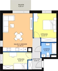 3 pokoje, mieszkanie 57,69 m², piętro 1, oferta nr M.C18, 3 Wymiary Bronowice, Kraków, Prądnik Biały, Bronowice Wielkie, ul. Stelmachów