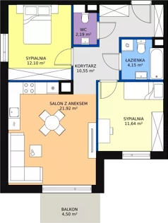 3 pokoje, mieszkanie 62,55 m², piętro 1, oferta nr M.C19, 3 Wymiary Bronowice, Kraków, Prądnik Biały, Bronowice Wielkie, ul. Stelmachów