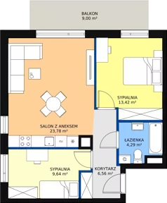 3 pokoje, mieszkanie 57,69 m², piętro 2, oferta nr M.C28, 3 Wymiary Bronowice, Kraków, Prądnik Biały, Bronowice Wielkie, ul. Stelmachów