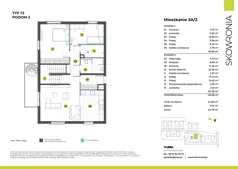6 pokoi, mieszkanie 133,28 m², piętro 1, oferta nr 3A-2, Skowronia, Kraków, Podgórze Duchackie, Wola Duchacka, ul. Skowronia