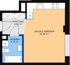 1 pokój, mieszkanie 32,15 m², parter, oferta nr M86, Dom na Mariackiej, Radom, Planty, ul. Mariacka 4
