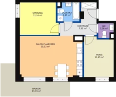 3 pokoje, mieszkanie 62,60 m², piętro 1, oferta nr M152, Dom na Mariackiej, Radom, Planty, ul. Mariacka 4
