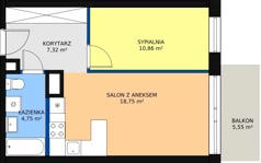 2 pokoje, mieszkanie 41,75 m², piętro 2, oferta nr M14, Dom na Mariackiej, Radom, Planty, ul. Mariacka 4