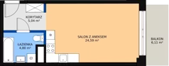 1 pokój, mieszkanie 34,65 m², piętro 3, oferta nr M103, Dom na Mariackiej, Radom, Planty, ul. Mariacka 4