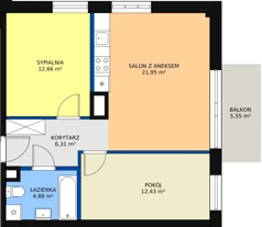 3 pokoje, mieszkanie 58,10 m², piętro 4, oferta nr M31, Dom na Mariackiej, Radom, Planty, ul. Mariacka 4
