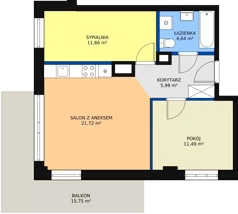 3 pokoje, mieszkanie 55,45 m², piętro 4, oferta nr M34, Dom na Mariackiej, Radom, Planty, ul. Mariacka 4