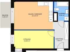 2 pokoje, mieszkanie 49,50 m², piętro 4, oferta nr M105, Dom na Mariackiej, Radom, Planty, ul. Mariacka 4