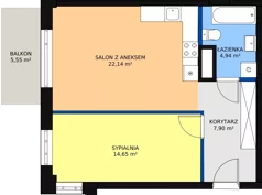2 pokoje, mieszkanie 49,50 m², piętro 5, oferta nr M110, Dom na Mariackiej, Radom, Planty, ul. Mariacka 4