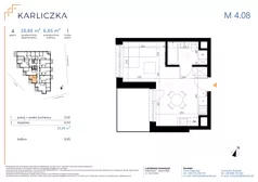 1 pokój, mieszkanie 25,65 m², piętro 4, oferta nr A.4.08, Karliczka, Katowice, Giszowiec, ul. Karliczka