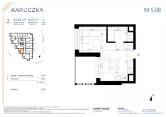 1 pokój, mieszkanie 25,65 m², piętro 5, oferta nr A.5.08, Karliczka, Katowice, Giszowiec, ul. Karliczka