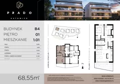 3 pokoje, mieszkanie 68,55 m², piętro 1, oferta nr B4.B.1.01, Prado, Katowice, Piotrowice-Ochojec, Piotrowice, ul. Wojska Polskiego