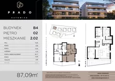 4 pokoje, mieszkanie 87,09 m², piętro 2, oferta nr B4.B.2.02, Prado, Katowice, Piotrowice-Ochojec, Piotrowice, ul. Wojska Polskiego