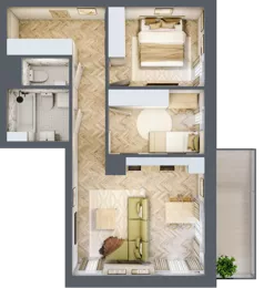 3 pokoje, mieszkanie 56,98 m², parter, oferta nr J.0.05, Wzgórze Hugona, Świętochłowice, ul. Wiśniowa