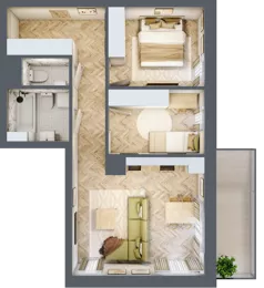 3 pokoje, mieszkanie 57,07 m², piętro 1, oferta nr J.1.06, Wzgórze Hugona, Świętochłowice, ul. Wiśniowa