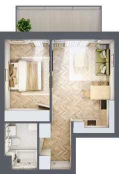 2 pokoje, mieszkanie 38,07 m², piętro 3, oferta nr J.3.08, Wzgórze Hugona, Świętochłowice, ul. Wiśniowa
