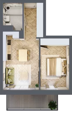 2 pokoje, mieszkanie 39,31 m², piętro 2, oferta nr J.2.05, Wzgórze Hugona, Świętochłowice, ul. Wiśniowa