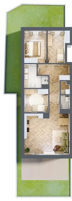 4 pokoje, mieszkanie 76,95 m², piętro 2, oferta nr A2.A.2.01, Prado, Katowice, Piotrowice-Ochojec, Piotrowice, ul. Wojska Polskiego