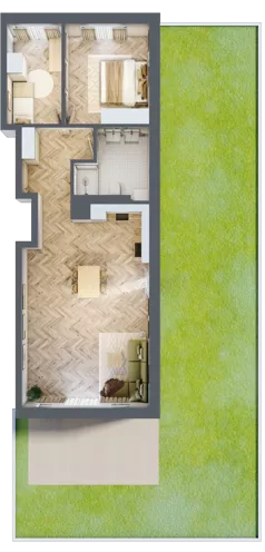 3 pokoje, mieszkanie 73,04 m², parter, oferta nr A2.A.0.03, Prado, Katowice, Piotrowice-Ochojec, Piotrowice, ul. Wojska Polskiego