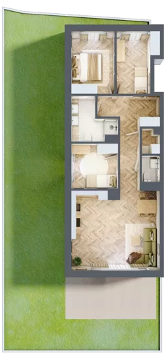 4 pokoje, mieszkanie 76,95 m², piętro 2, oferta nr A2.A.2.01, Prado, Katowice, Piotrowice-Ochojec, Piotrowice, ul. Wojska Polskiego