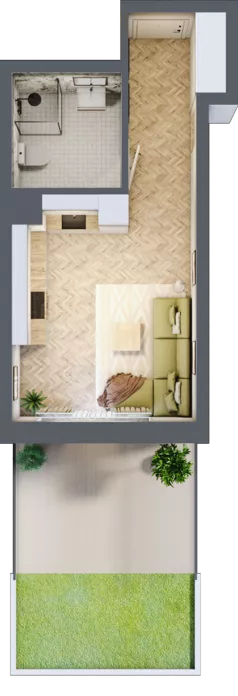 1 pokój, mieszkanie 25,86 m², parter, oferta nr A3.A.0.02, Prado, Katowice, Piotrowice-Ochojec, Piotrowice, ul. Wojska Polskiego