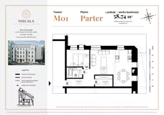 2 pokoje, apartament 58,74 m², parter, oferta nr M01, Niecała Prestige Residence, Lublin, Śródmieście, ul. Niecała 20