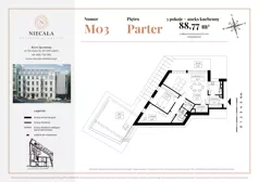 3 pokoje, apartament 88,77 m², parter, oferta nr M03, Niecała Prestige Residence, Lublin, Śródmieście, ul. Niecała 20