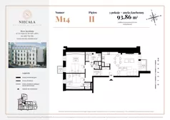 3 pokoje, apartament 93,86 m², piętro 2, oferta nr M14, Niecała Prestige Residence, Lublin, Śródmieście, ul. Niecała 20