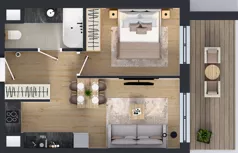 2 pokoje, mieszkanie 36,58 m², piętro 3, oferta nr 123 F/F-58, Ostródzka 123 - Etap III, Warszawa, Białołęka, Brzeziny, ul. Ostródzka 123