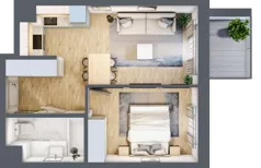 2 pokoje, mieszkanie 36,23 m², piętro 1, oferta nr 123 A/A-19, Ostródzka 123 - Etap II, Warszawa, Białołęka, Brzeziny, ul. Ostródzka 123