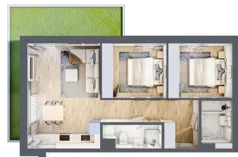 3 pokoje, mieszkanie 59,66 m², parter, oferta nr 123 A/A-13, Ostródzka 123 - Etap II, Warszawa, Białołęka, Brzeziny, ul. Ostródzka 123