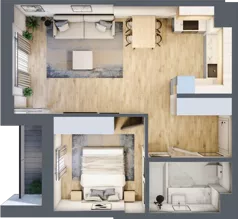 2 pokoje, mieszkanie 45,16 m², piętro 1, oferta nr Giserska 5/57, Panorama Ursus, Warszawa, Ursus, Szamoty, ul. Giserska 5