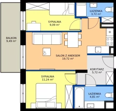3 pokoje, mieszkanie 54,30 m², piętro 2, oferta nr 123 F/F-24, Ostródzka 123 - Etap III, Warszawa, Białołęka, Brzeziny, ul. Ostródzka 123