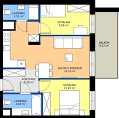 3 pokoje, mieszkanie 57,54 m², piętro 2, oferta nr 123 F/F-19, Ostródzka 123 - Etap III, Warszawa, Białołęka, Brzeziny, ul. Ostródzka 123