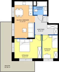 3 pokoje, mieszkanie 51,26 m², piętro 1, oferta nr 123 F/F-47, Ostródzka 123 - Etap III, Warszawa, Białołęka, Brzeziny, ul. Ostródzka 123