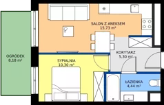 2 pokoje, mieszkanie 35,77 m², parter, oferta nr 123 F/F-42, Ostródzka 123 - Etap III, Warszawa, Białołęka, Brzeziny, ul. Ostródzka 123