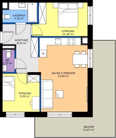 3 pokoje, mieszkanie 57,73 m², piętro 2, oferta nr 123 F/F-53, Ostródzka 123 - Etap III, Warszawa, Białołęka, Brzeziny, ul. Ostródzka 123