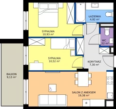 3 pokoje, mieszkanie 54,57 m², piętro 1, oferta nr 123 F/F-15, Ostródzka 123 - Etap III, Warszawa, Białołęka, Brzeziny, ul. Ostródzka 123