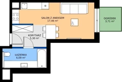 1 pokój, mieszkanie 28,85 m², parter, oferta nr 123 F/F-2, Ostródzka 123 - Etap III, Warszawa, Białołęka, Brzeziny, ul. Ostródzka 123