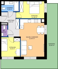 3 pokoje, mieszkanie 57,73 m², parter, oferta nr 123 F/F-39, Ostródzka 123 - Etap III, Warszawa, Białołęka, Brzeziny, ul. Ostródzka 123