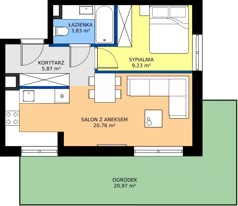 2 pokoje, mieszkanie 39,69 m², parter, oferta nr 123 F/F-9, Ostródzka 123 - Etap III, Warszawa, Białołęka, Brzeziny, ul. Ostródzka 123