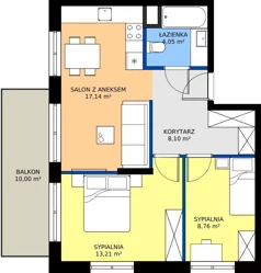 3 pokoje, mieszkanie 51,26 m², piętro 2, oferta nr 123 F/F-54, Ostródzka 123 - Etap III, Warszawa, Białołęka, Brzeziny, ul. Ostródzka 123