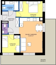 3 pokoje, mieszkanie 57,73 m², piętro 1, oferta nr 123 F/F-46, Ostródzka 123 - Etap III, Warszawa, Białołęka, Brzeziny, ul. Ostródzka 123