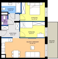 3 pokoje, mieszkanie 57,72 m², piętro 1, oferta nr 123 F/F-10, Ostródzka 123 - Etap III, Warszawa, Białołęka, Brzeziny, ul. Ostródzka 123